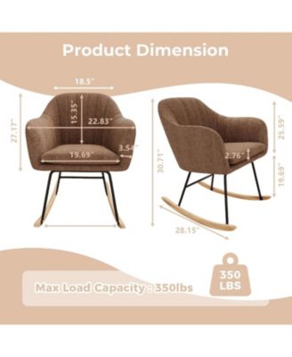 Rocking Chair Nursery, Teddy Baby Nursery Rocking Chairs, Glider Chair with Armrests and Upholstered Pad, Bedroom Rocker Chair for Baby & Kids