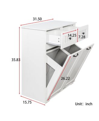 Laundry Hamper Cabinet - Tilt Out Bathroom Storage Unit with 2 Removable Baskets, 2 Drawers for Easy Sorting & Storage