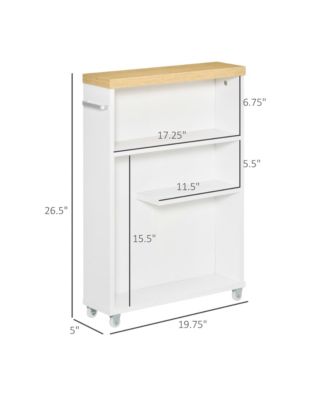 Slim Bathroom Cabinet - Rolling Storage Cart with Wheels, Multi-Tier Shelf Storage Cabinet with Handle for Small Spaces