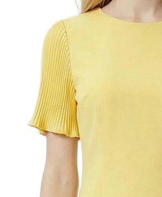 Women's Pliss&eacute; Pleated Short-Sleeve Dress
