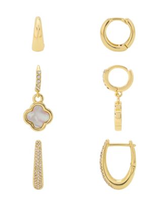 Crystal and Mother of Pearl Hoop Earring Trio Set