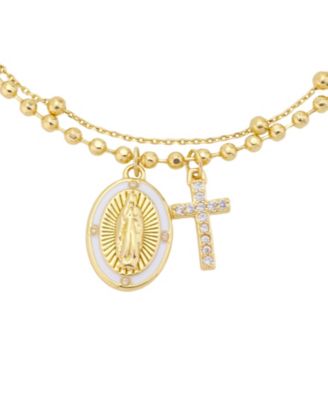 Cubic Zirconia Virgin Mary Double Layer Charm Bracelet