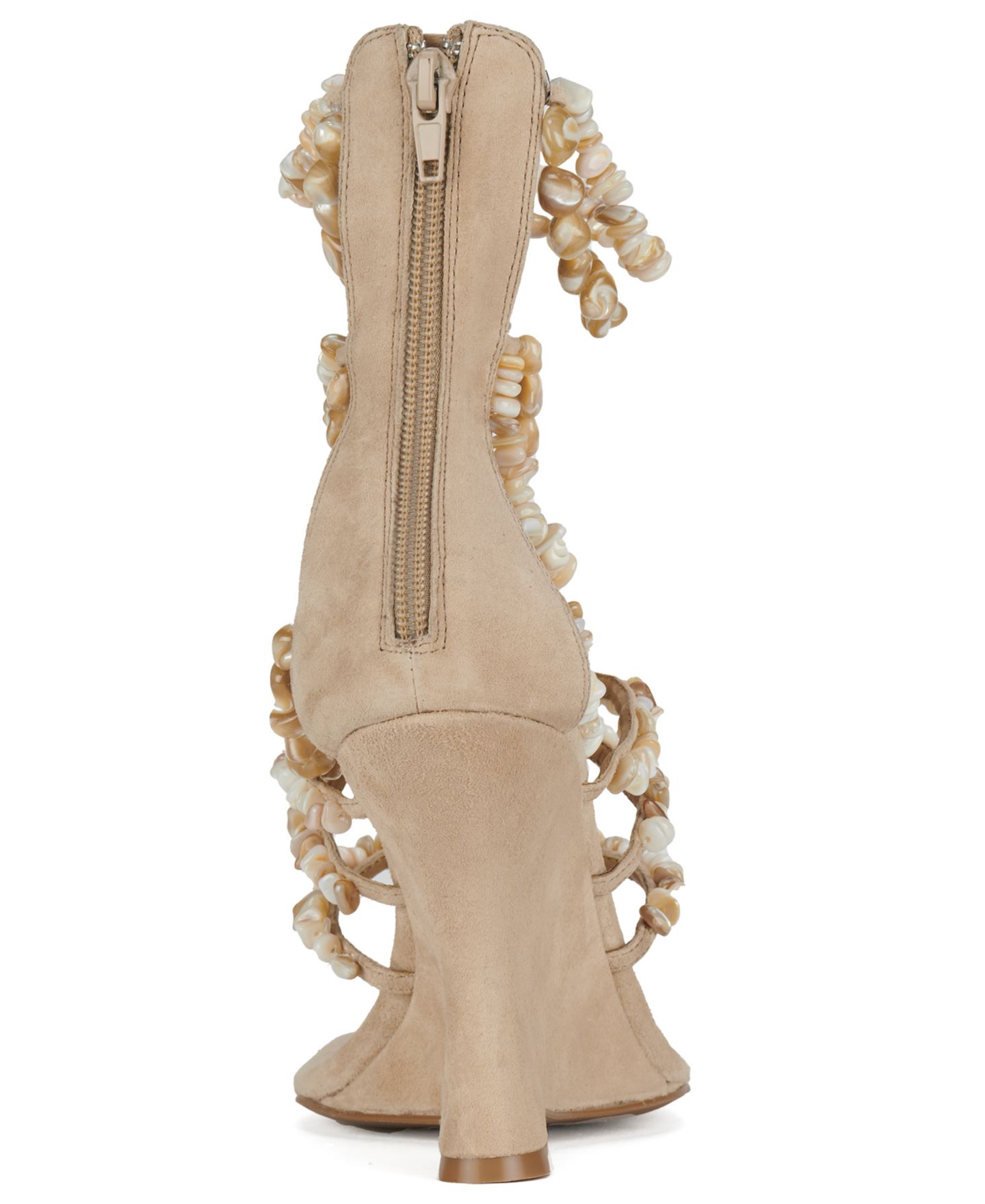 Женские сандалии Jeffrey Campbell Seashore Seashell Wedge, цвет: Бежевый / Ракушечный комбинированный — фото 3