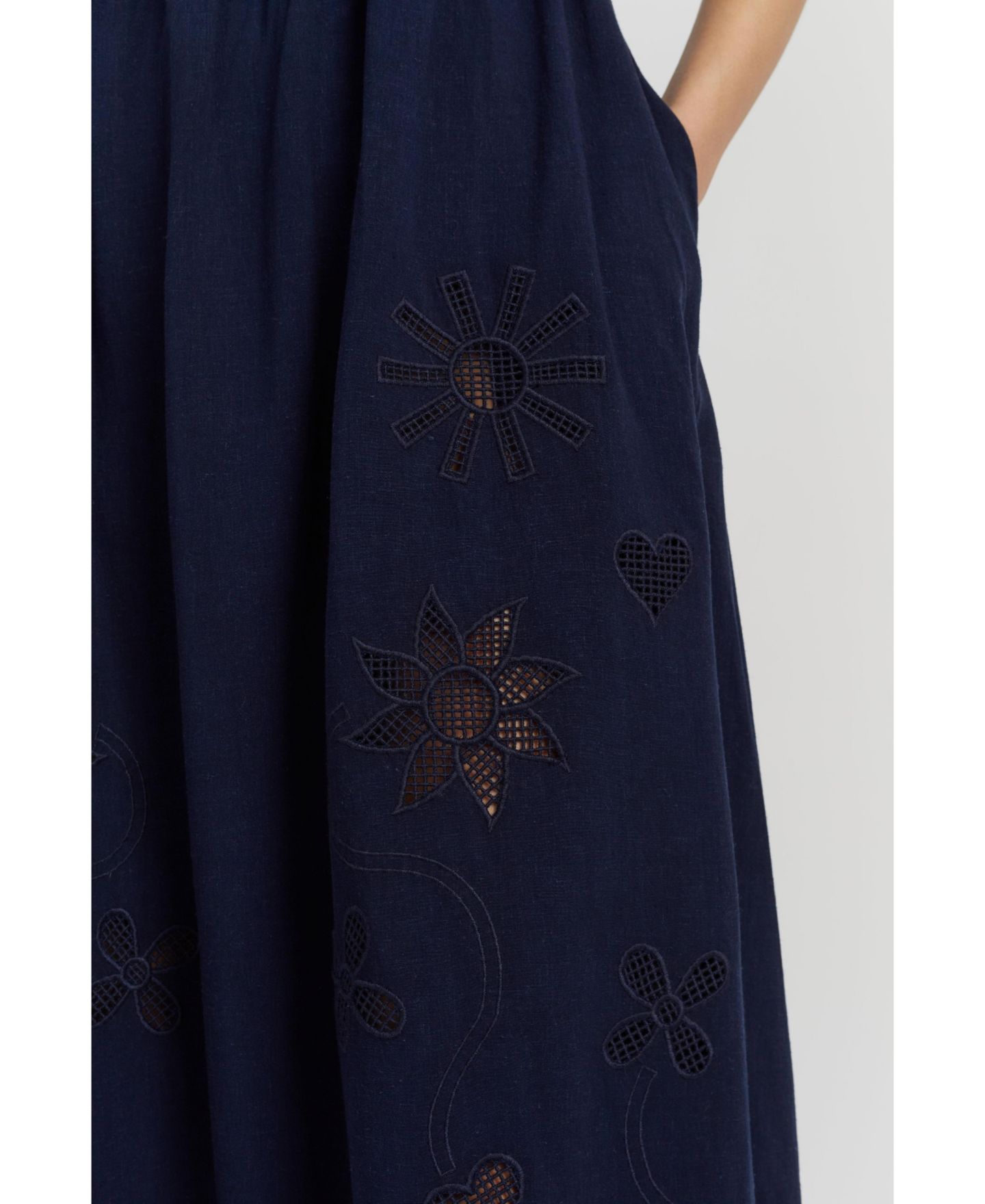 Женское платье Chinti & Parker Sienna Linen-Blend Broderie Summer, цвет: Синий — фото 5