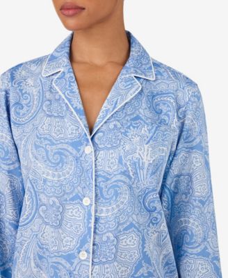 Women's Long-Sleeve Notch Collar Top and Pants Pajama Set