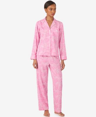 Women's Long-Sleeve Notch Collar Top and Pants Pajama Set