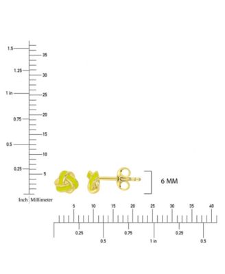 Yellow Enamel Knot Stud Earrings in 14k Yellow Gold Over Sterling Silver