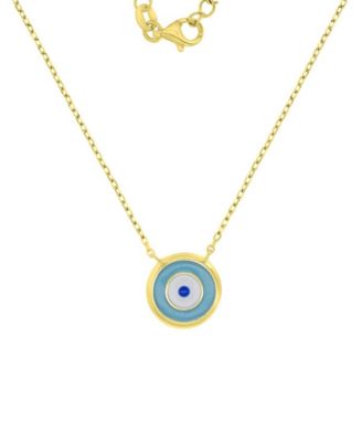 Enamel Evil Eye Necklace in 14k Yellow Gold Over Sterling Silver