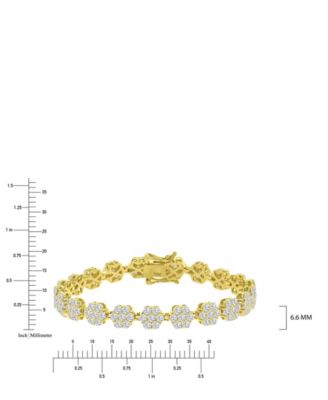 Cubic Zirconia Flower Tennis Bracelet in 14k Yellow Gold Over Sterling Silver
