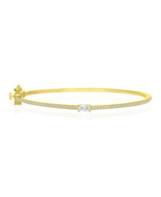 Cubic Zirconia Bangle Bracelet in 14k Yellow Gold Over Sterling Silver