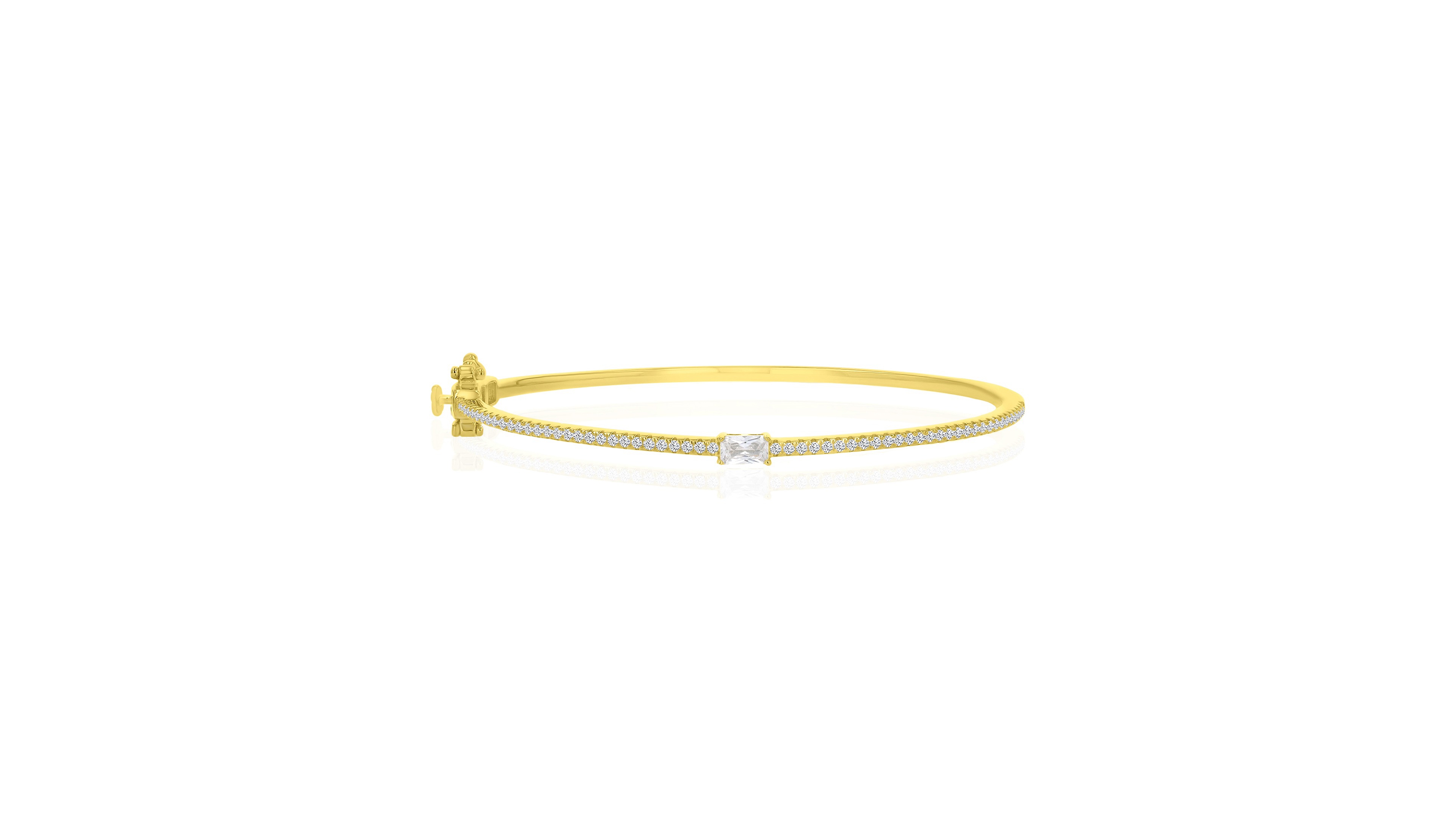 Macy's Cubic Zirconia Bangle Bracelet in 14k Yellow Gold Over Sterling Silver