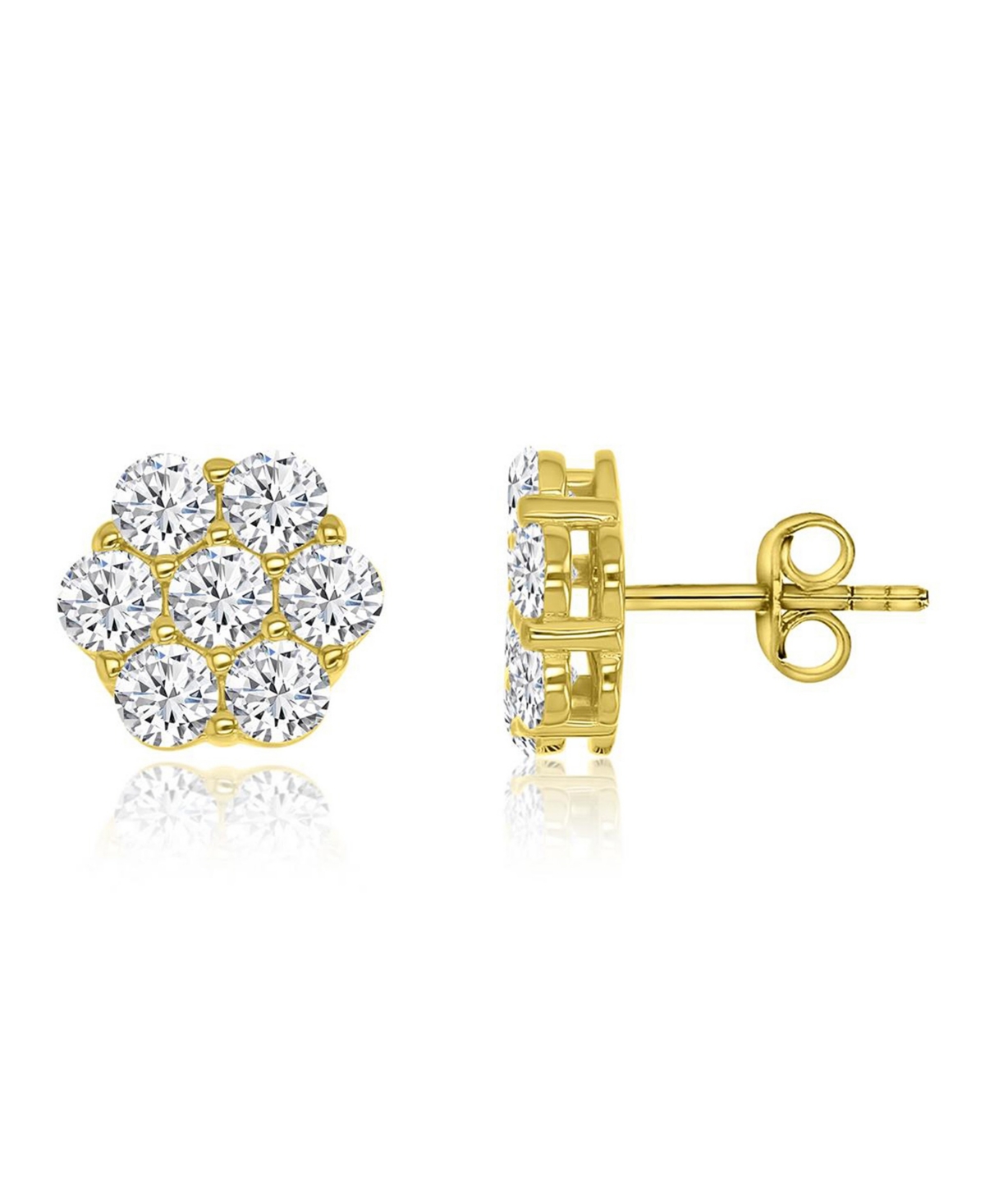 Macy's Cubic Zirconia Flower Stud Earrings in 14k Yellow Gold Over Sterling Silver