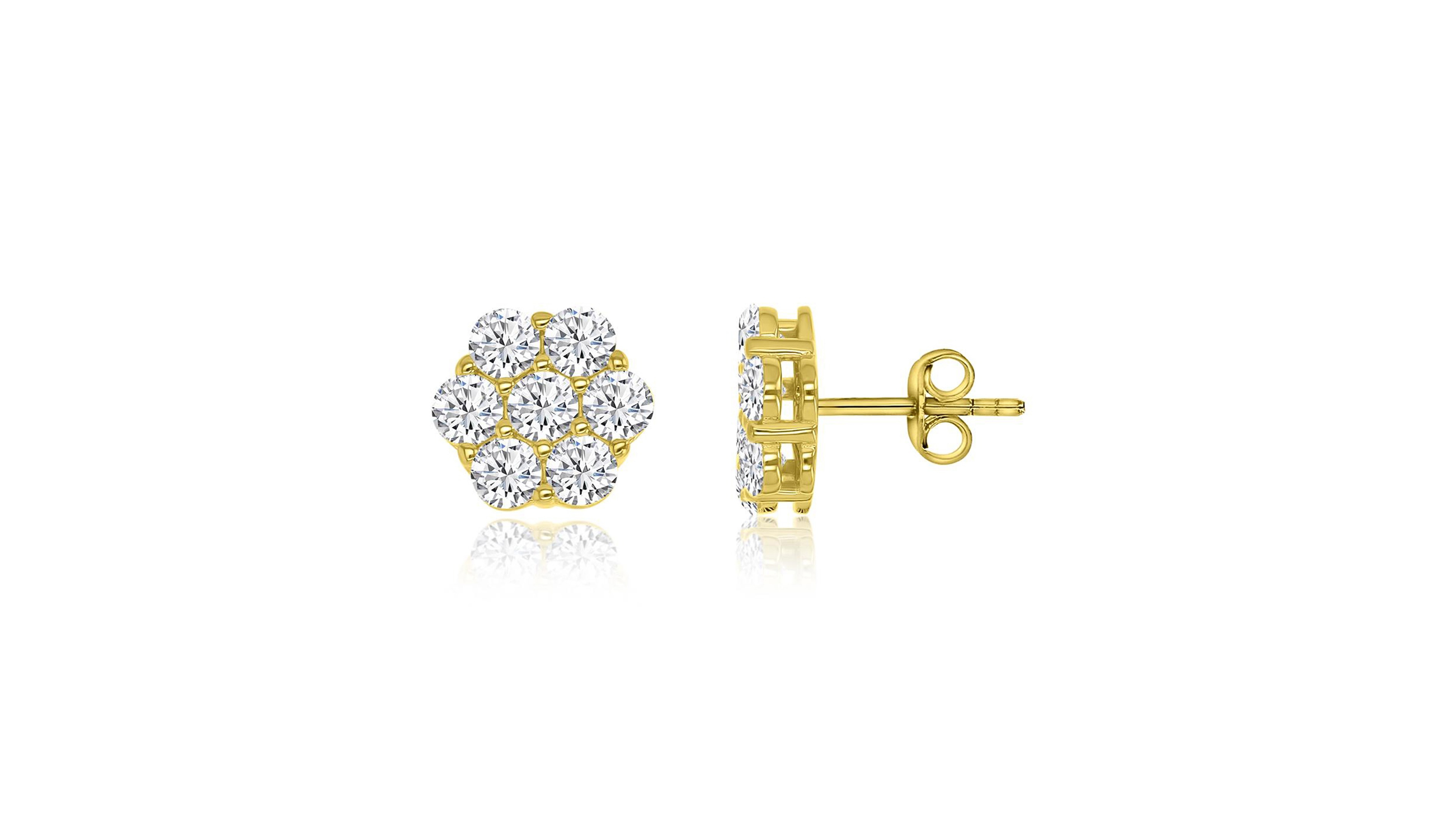 Macy's Cubic Zirconia Flower Stud Earrings in 14k Yellow Gold Over Sterling Silver