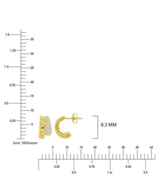 Cubic Zirconia Double C Hoop Earrings in 14k Yellow Gold Over Sterling Silver
