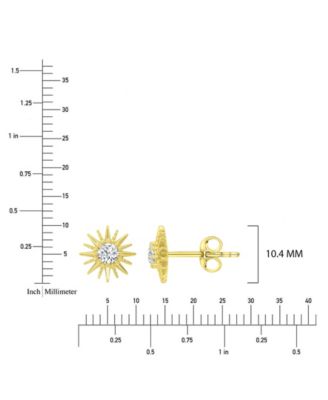 Cubic Zirconia Starburst Stud Earrings in 14k Yellow Gold Over Sterling Silver