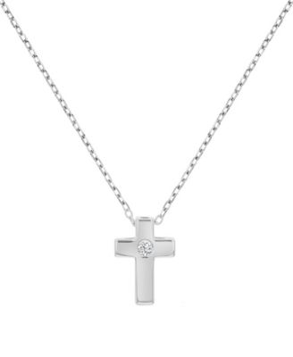 Cubic Zirconia Cross Necklace in 14k Yellow Gold Over Sterling Silver