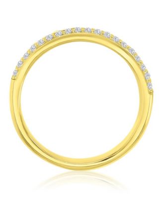 Cubic Zirconia Two-Row Ring in 14k Yellow Gold Over Sterling Silver