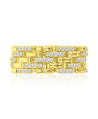 Cubic Zirconia Eternity Chain Ring in 14k Yellow Gold Over Sterling Silver