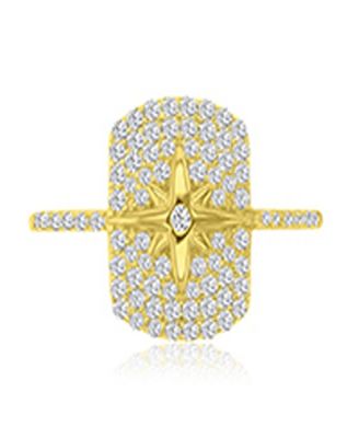 Cubic Zirconia Star Pave Ring in 14k Yellow Gold Over Sterling Silver