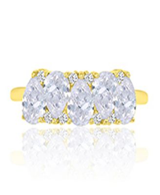 Pear-Shaped Cubic Zirconia Ring in 14k Yellow Gold Over Sterling Silver