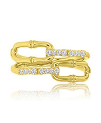Elegant Cubic Zirconia Link Ring in 14k Yellow Gold Over Sterling Silver