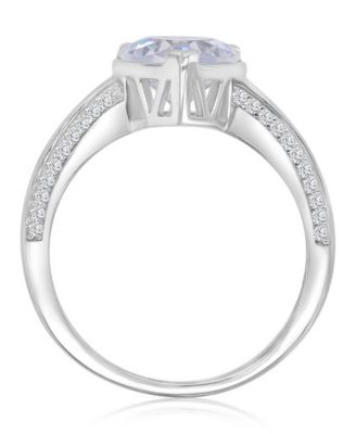 Heart-Shaped Cubic Zirconia Ring in Rhodium Over Sterling Silver
