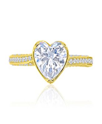Heart-Shaped Cubic Zirconia Ring in 14k Yellow Gold Over Sterling Silver