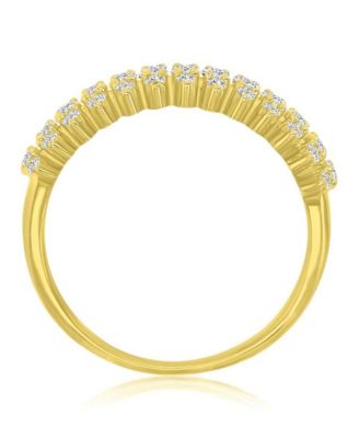 Cubic Zirconia Spike Ring in 14k Yellow Gold Over Sterling Silver