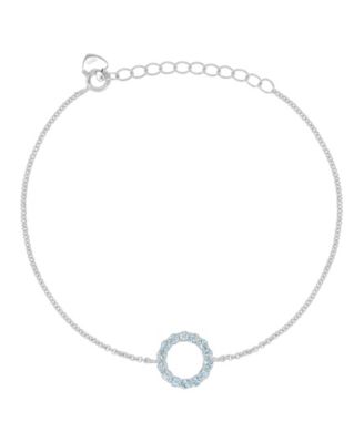 Blue Topaz Circle Bracelet in Rhodium Over Sterling Silver
