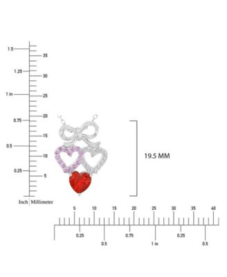 Ruby and Created White Sapphire Bow With Hearts Necklace in Rhodium Over Sterling Silver