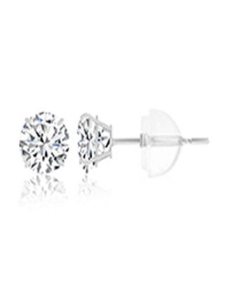 White Swarovski Zirconia Solitaire Earrings in 14k White Gold