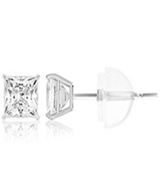 White Swarovski Zirconia Solitaire Earrings in 14k White Gold