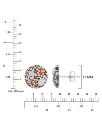 Created Multi-Stone Starfish Stud Earrings in Rhodium Over Sterling Silver