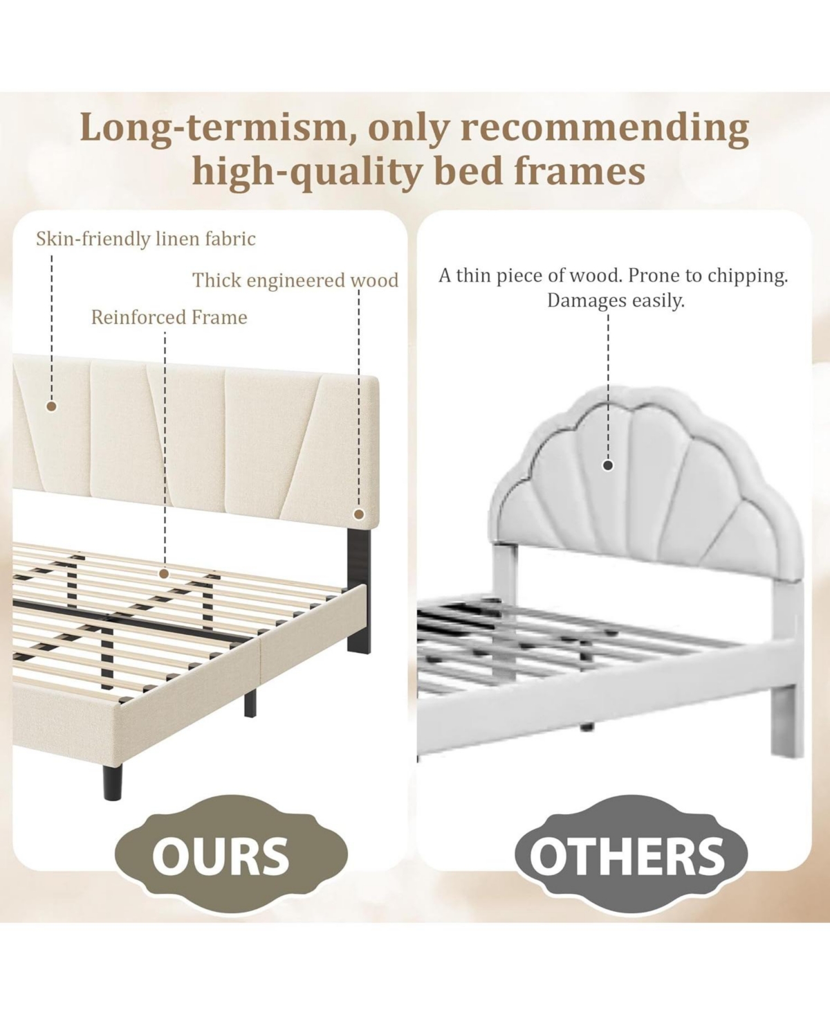 gaomon Wooden Platform Bed Frame with Storage Headboard & Raised Footboard