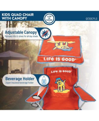 Max Shade Quad Folding Camp Chair With Tilt Uv Sun Protection Canopy Orange
