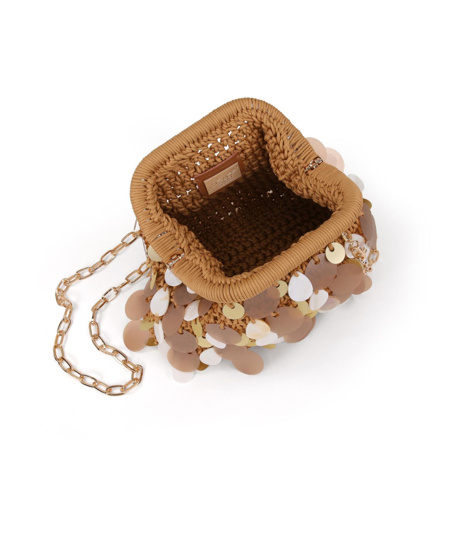 Женский клатч Jewel Badgley Mischka Marigold Crochet Corded Pouch Clutch w. Payette, цвет: Золотой — фото 4