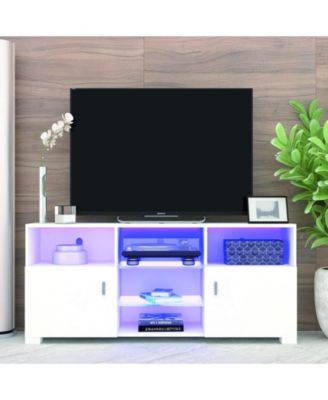 Floating TV Stand with Led Light, Wall Mounted Entertainment Center for Televisions up to 60", LED TV Stand with 2 Cabinet