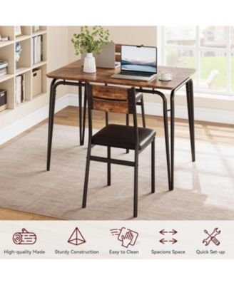 Dining Table Set for 4, Small Square Table and Chairs, 5 Piece Kitchen and Dining Set for Compact Spaces