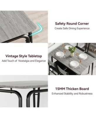 Dining Table Set for 4, Small Square Table and Chairs, 5 Piece Kitchen and Dining Set for Compact Spaces