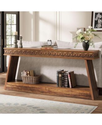 Farmhouse Console Table, Wood 70.9 Inch Extra Long Entryway Table with Storage, Narrow Long Sofa Tables Behind Couch