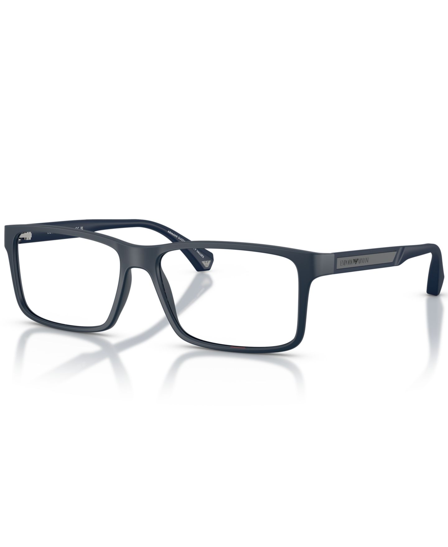 Мужские очки Emporio Armani Man Rectangle Innovative Material EA3038 Eyeglasses, цвет: Матовый синий — фото 1