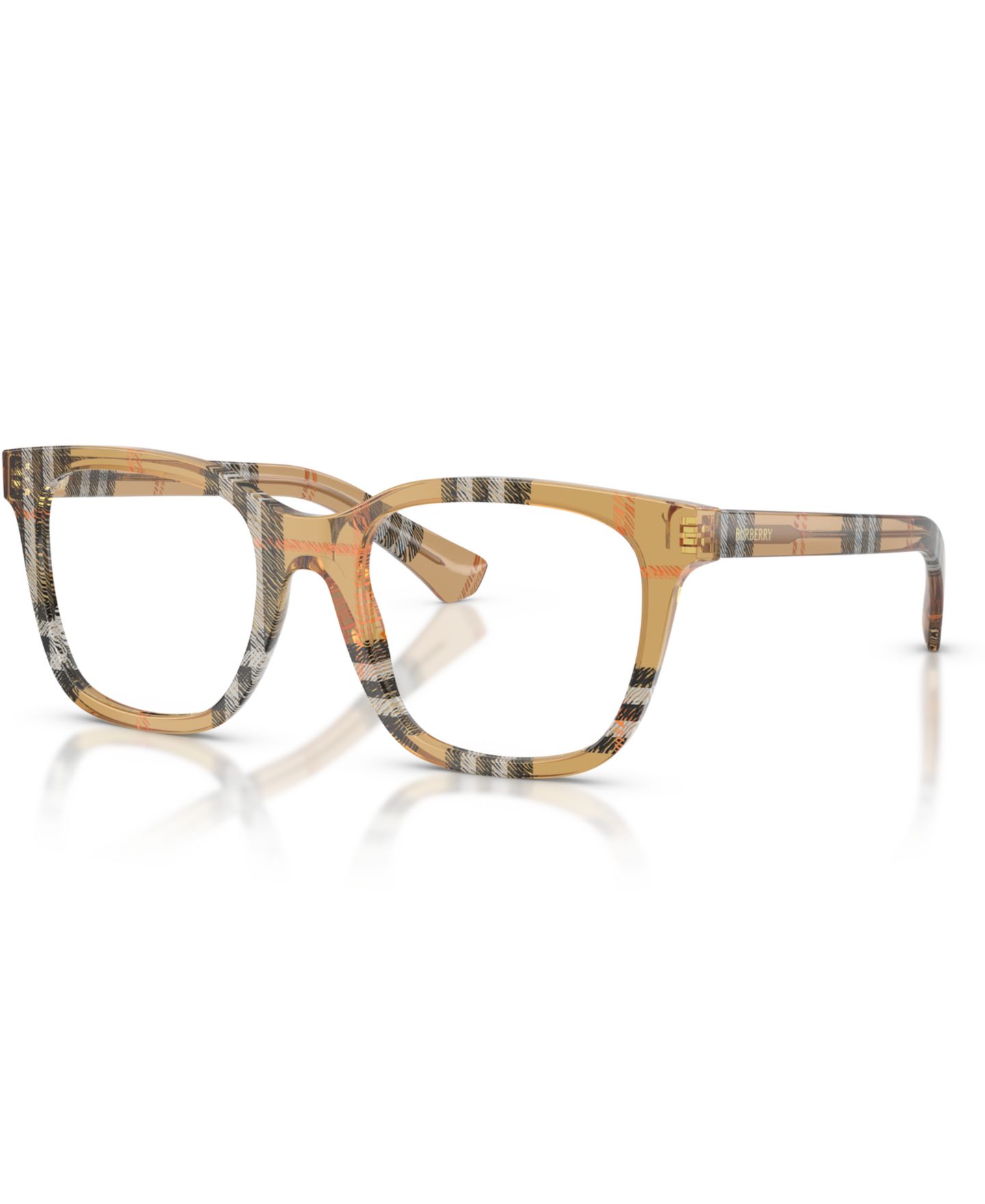 Женские очки Burberry Woman Square Plastic BE2455 Eyeglasses, цвет: Клетчатый песочный — фото 1