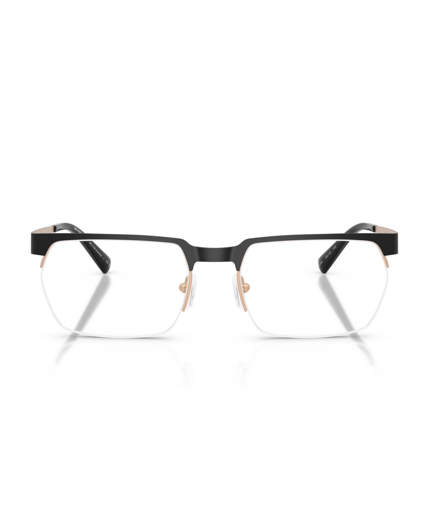 Мужские очки Michael Kors Man Rectangle Metal MK3106 Zambia Eyeglasses, цвет: Чёрный матовый — фото 5