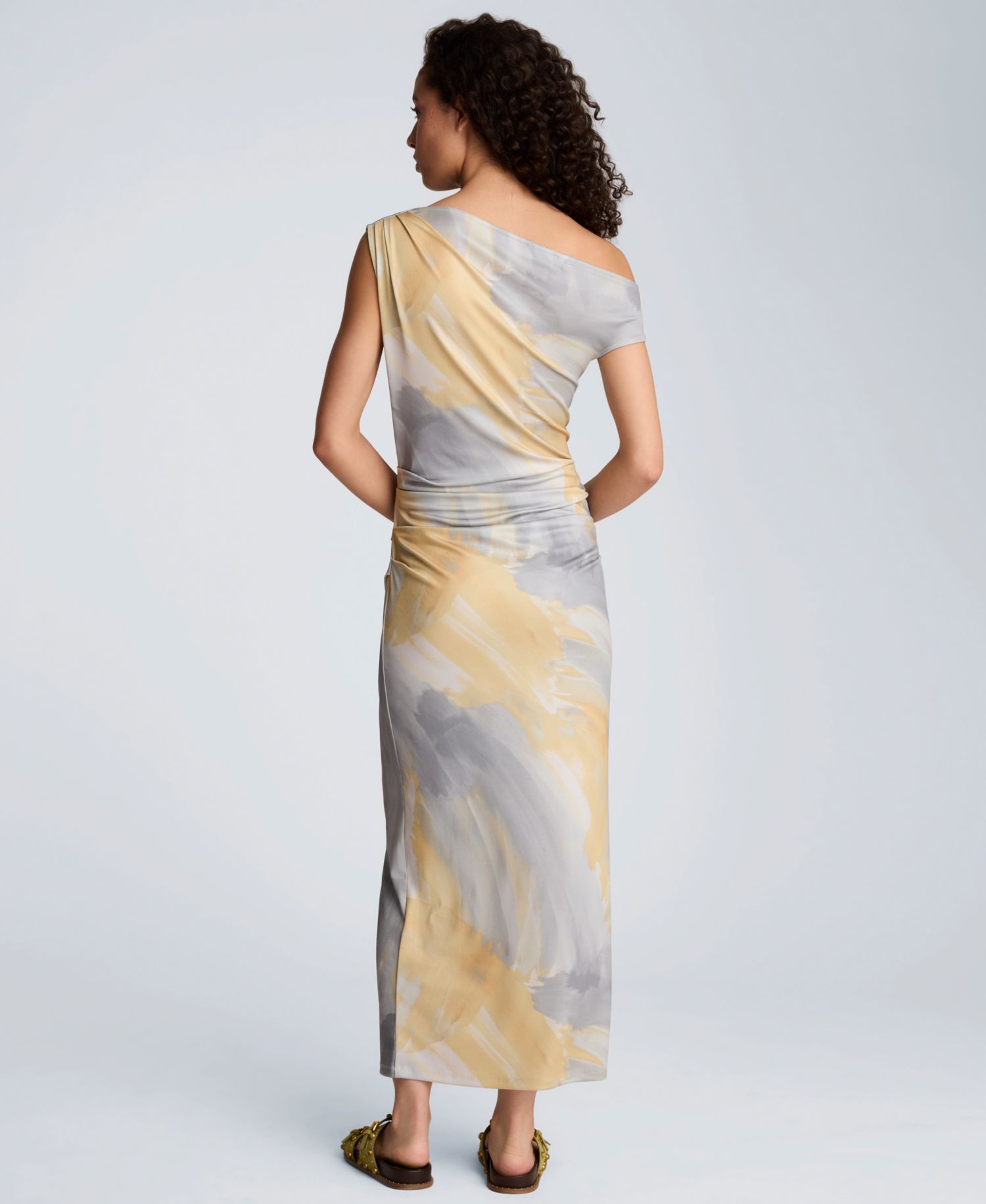 Women's Off-The-Shoulder Ruched Waist Midi Dress