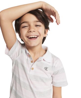 Boys' 2T-7 Striped Polo Shirt and Twill Shorts, 2-Piece Set