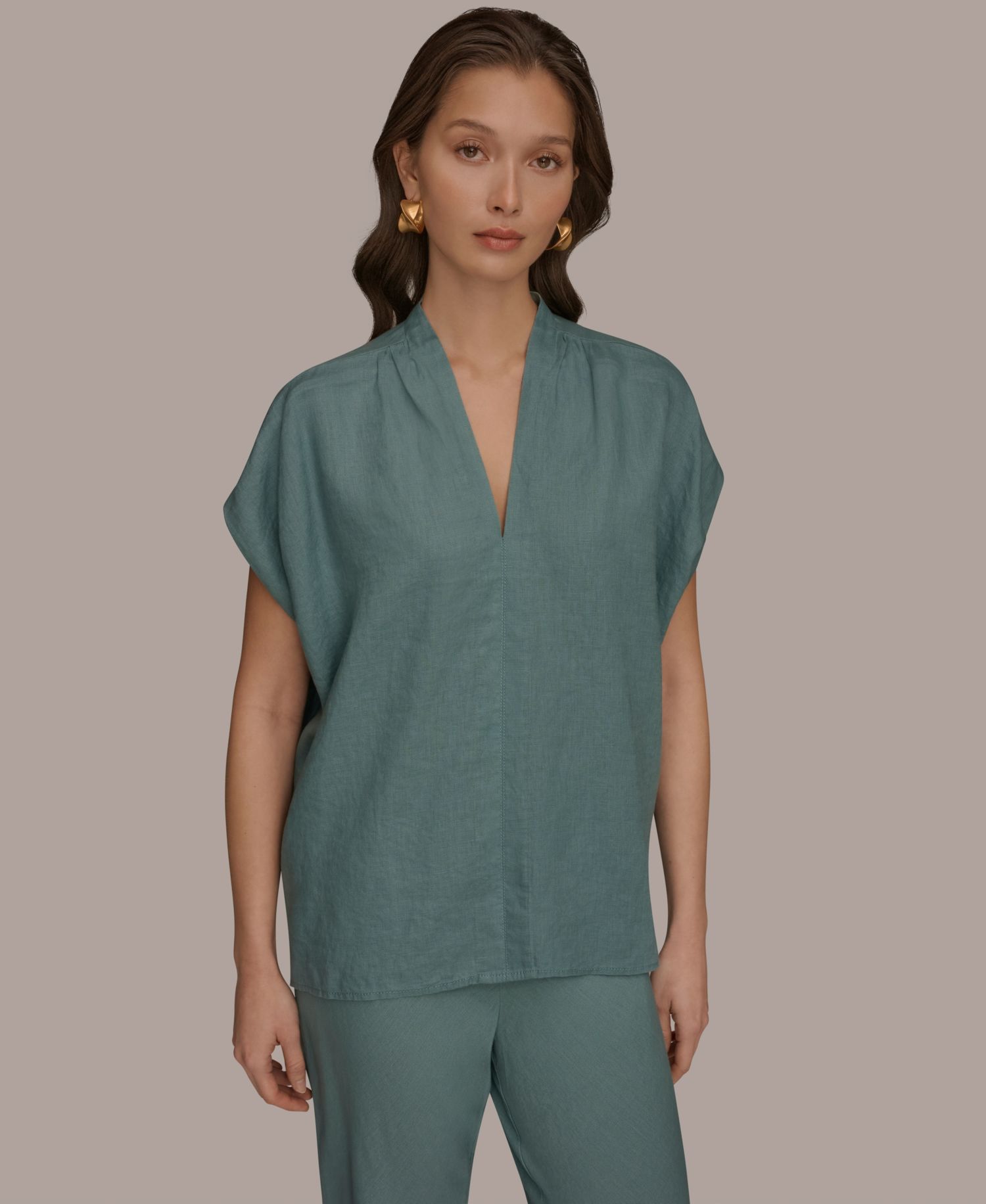 Women's Linen V-Neck Linen Top