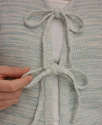 Women's V-Neck Tie-Front Detail Cardigan