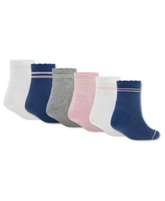 Girls' 5-7 Courtside Champs Ankle Socks, 6-Pack