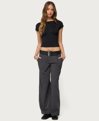 Women's Andy Double Belt Straight Leg Tailored Pants