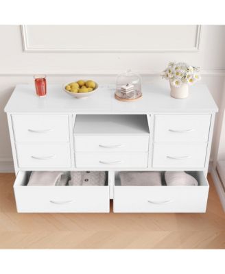 8-Drawer LED TV Stand with Power Outlet, 22 Color Lighting Media Console for 55-Inch TVs Storage Cabinet